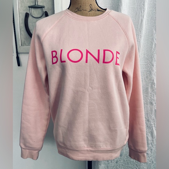 Brunette The Label Tops - Brunette The Label BLONDE Ballet Pink Crew Neck Sweatshirt Cotton Blend